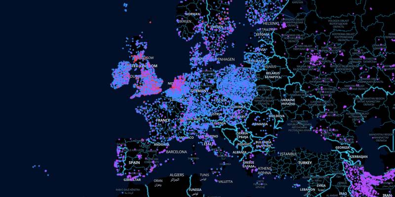 Nosso mapa de reuniões da Europa, um ponto para cada reunião
