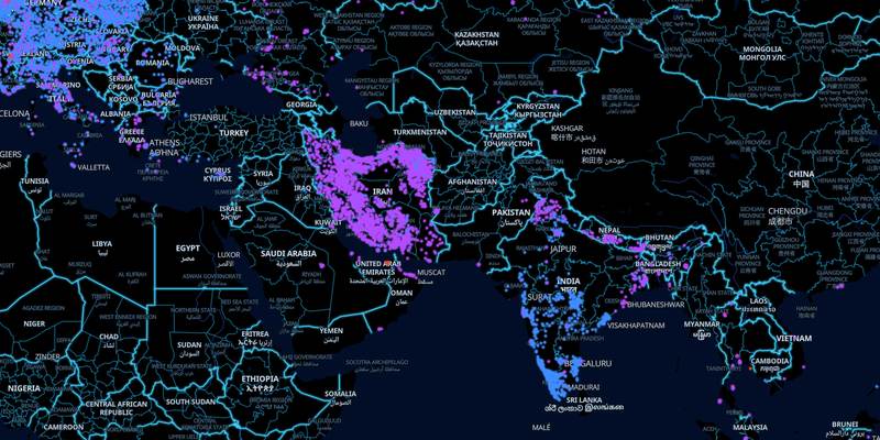 Nasza mapa mityngów: Bliski Wschód i Azja Południowa, punkt dla każdego mityngu