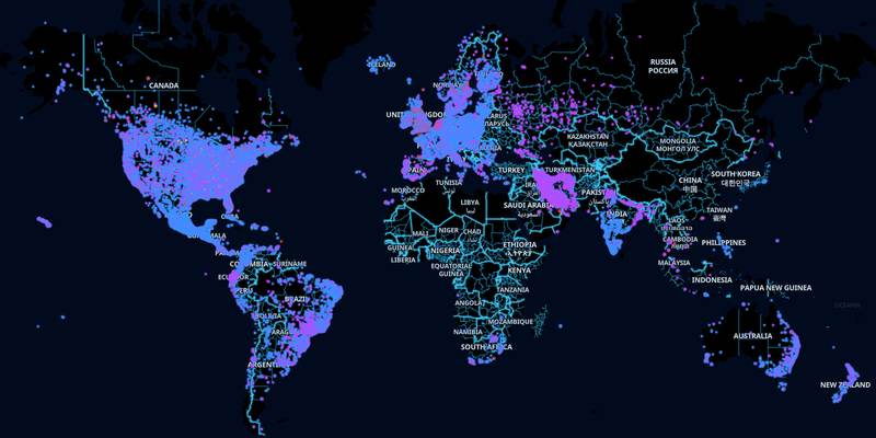 Nosso mapa de reuniões do mundo, um ponto para cada reunião
